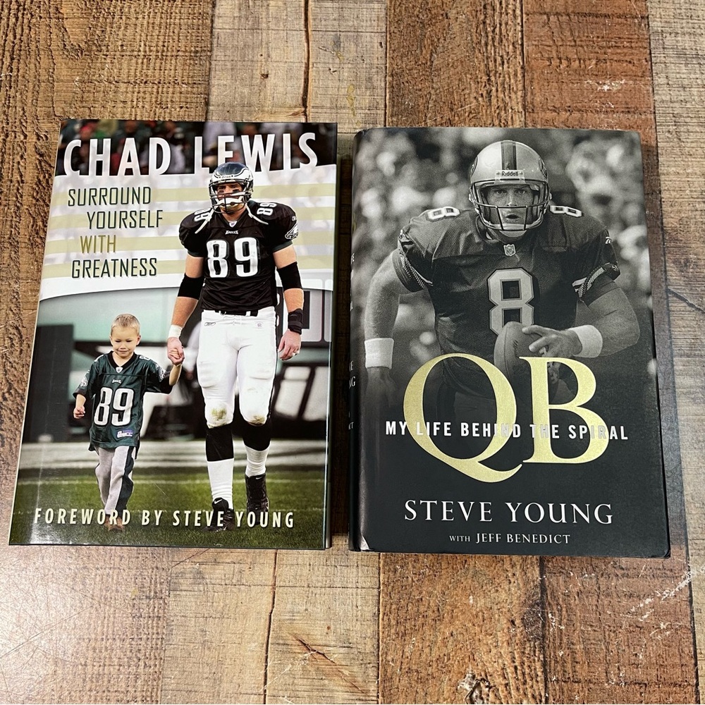 Chad Lewis and Steve Young Coffee Table Book Set Hardcover Football Biography